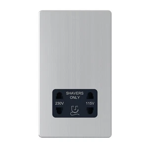 Afeitadora de cromo satinado sin tornillos Punto de salida Punto de salida 2-Gang Doble voltaje 115V / 230V - Imagen 1 de 1
