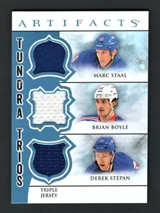 Marc Staal / Brian Boyle / Derek Stepan 2012-13 Artifacts Triple Jersey Card - Picture 1 of 2