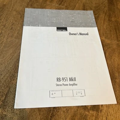 ROTEL RB-951 Stereo/Mono Power Amplifier OWNERS MANUAL - EXCELLENT - Image 1 of 2