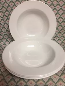 Corelle WHITE Large Pasta Bowl Set of 4 Rimmed Soup Salad 10.75” ~ 28oz EUC - Picture 1 of 5