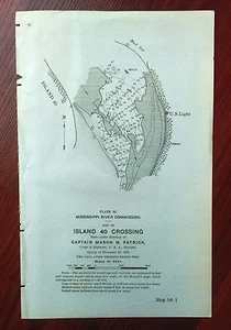 1898 Sketch Map Island 40 Crossing Mississippi River - Picture 1 of 1