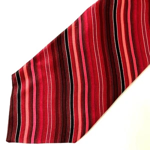 Stafford Mens Necktie Tie Burgundy Red Black Pink Striped Silk 59" - Picture 1 of 4