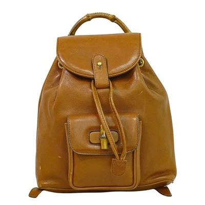 Gucci Bamboo Mini Zaino Borsa a Tracolla in Pelle Marrone Vintage Autentico - Immagine 1 di 4