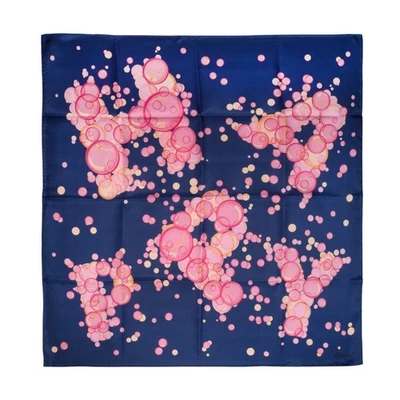 Chopard Happy Burbujas Azul Marino Orgánico Seda Sarga Mujer Bufanda 95002-0720 - Imagen 1 de 2