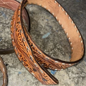 Vintage Western Leather Belt Lot USA Embossed Mixed Brands Looper Ranch PAL - Picture 1 of 13