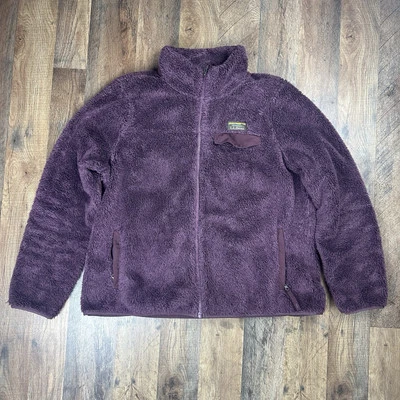 L.L. Bean Women’s L Hi-Pile Fleece Full Zip Jacket Sweatshirt Maroon Deep Purple - Image 1 of 4