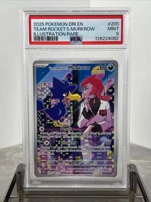 Pokémon TCG Destined Rivals Team Rockets Murkrow Card 200/182 IR PSA9 - Image 1 of 2