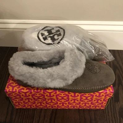 Zapatilla Tory Burch Talla 8 Coley Gamuza Perforada Gris Oveja Elefante Nueva con Etiquetas Foto 1 de 4