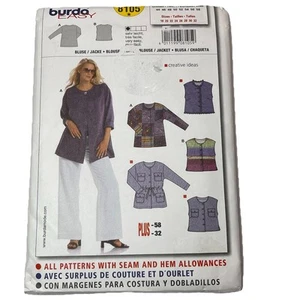 Burda 8105 Misses' Blouse & Jacket Size 18-32 New Uncut - Picture 1 of 6