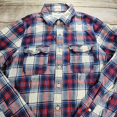 Abercrombie & Fitch Muscle Flannel Shirt Men's XXL Blue White Red Button Up - Image 1 of 4