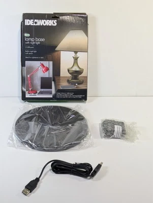 Ideaworks USB Lamp Base With Night Light - 2 USB Ports Built In Night Light NIB - Image 1 of 4