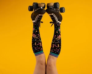 Skate Rink Carpet Unisex M/L Size 6 - 13 Knee Hi Socks Foot Clothes UV Reactive - Picture 1 of 3