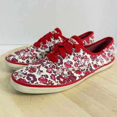 Zapatillas deportivas KEDS Champion para mujer con cinta de lona floral de encaje rojas y blancas talla 8,5 Foto 1 de 4