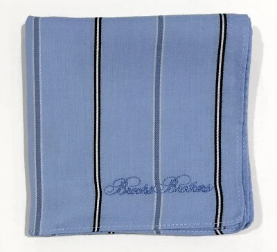 LENÇO MASCULINO AZUL Brooks ARTE LISTRADA VINTAGE ALGODÃO BOLSO QUADRADO 19" - Imagem 1 de 4