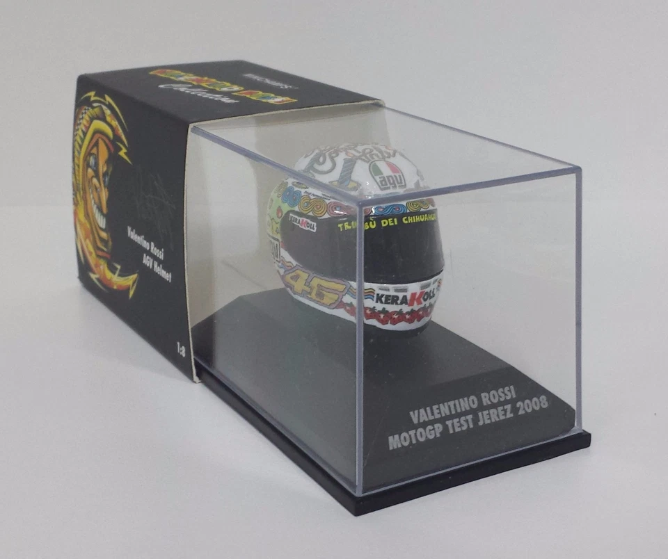 MINICHAMPS VALENTINO ROSSI MODELLINO DIECAST CASCO MOTO M1 1/8 MOTOGP JEREZ 2008 - Immagine 1 di 1