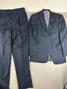 Hart Schaffner Marx Nordstrom Suit Mens 40R Blue USA Two Button Lined Wool NWT - Picture 1 of 24