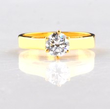 D/VVS1 1.10 Carat Solid 14KT Yellow Gold Round Shape Solitaire Engagement Ring 