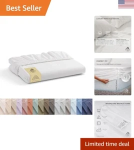 100% Cotton Percale Fitted Sheet King Size, White, 1 Deep Pocket Fitted Sheet... - Picture 1 of 8