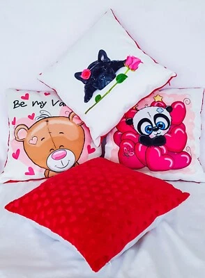 Valentines Day Love Accent Pillow Covers Handmade Gift Cushion Case 15x15" - Image 1 of 4