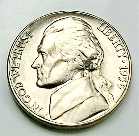 1959 D Jefferson Nickel - Pulled from OBW Roll Cover