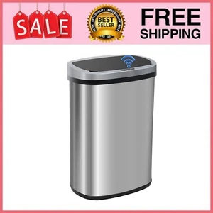 BestOffice 13 Gallon Stainless Steel Touchless Kitchen Trash Can (Silver) - Picture 1 of 6