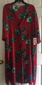 The Pioneer Woman Duster**Kimono**Wine w/ Aqua Blue Floral** Small/Medium (S/M) - Picture 1 of 5