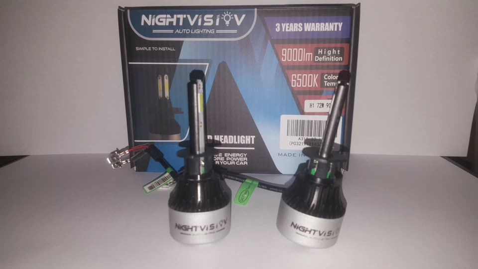 Nightvision  H1 Led Bulbs 9000LM 6500K 72w Pair - Image 1 of 3