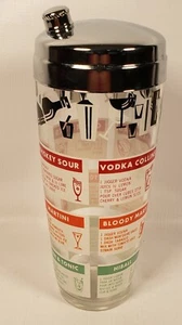 Vintage Cocktail Shaker, 1970s Mixed Drinks Mixer, Recipes Graphics, Barware A82 - Picture 1 of 9