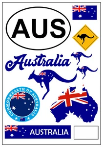 Australien 10 x Aufkleber Karte Auslandskennzeichen Fahne Auto Motorrad PKW AK - Bild 1 von 9