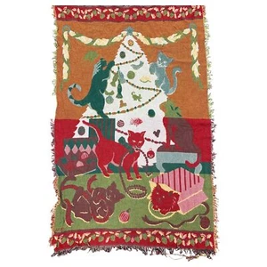 Vintage CMI 1994 Cat Graphic Print Woven Blanket Throw USA Wall Display Rare - Picture 1 of 7