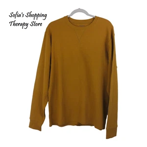 Arizona Shirt SMALL Mens Crew Neck Long Sleeve Waffle Thermal Mustard Yellow Top - Picture 1 of 6