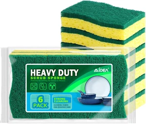 6 Count Heavy Duty Cellulose Scrub Sponges, Non-Scratch, Kitchen Dish Sponges - Picture 1 of 12
