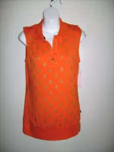 Akademiks Akdmks Orange & Gold Cholo Polo Tunic Diamond Print Size Large New NWT - Picture 1 of 1