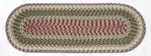 Braided Jute Oval Table Runner. Earth Rugs. BURGUNDY, OLIVE, GRAY. 13" X 36" - Picture 1 of 1