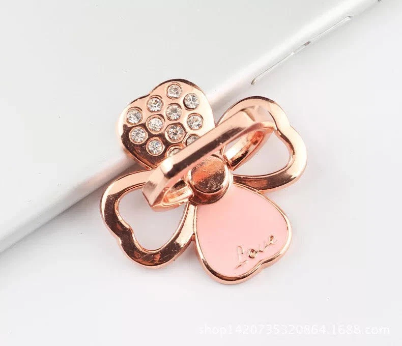 Universal 360 Rotating Cell Phone Finger Ring Stand Holder-Crystal Lucky Flowers - Image 1 of 4