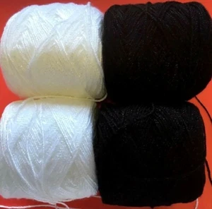 Yarn Brisa Colors White&Black Acrylic/Rayon. 450 yards per ball.1 set of 4. - Picture 1 of 3