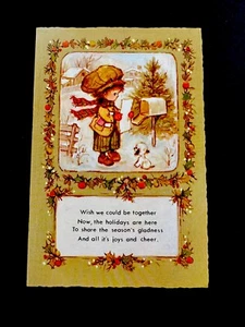 1 Tarjeta de Felicitación de Navidad Mary Hamilton Lindo Niño y Cachorro Dejar Correo En Caja De Colección - Imagen 1 de 3