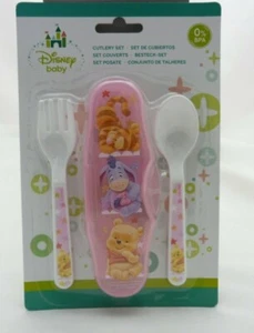Disney Baby set couvert avec étui rose Winnie et ses amis bébé/enfant - Picture 1 of 1