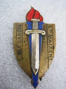 ANCIEN INSIGNE EMAIL DE L'ECOLE DES CADRES DE ST MAIXENT DRAGO PARIS BERANGER - Imagen 1 de 2