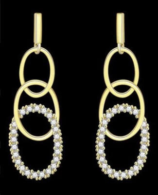 Pendientes largos colgantes enchapados en oro amarillo de 14k LAB * Nuevos con etiqueta Foto 1 de 3