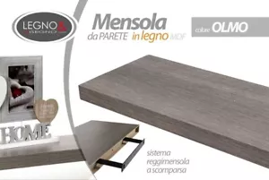 MENSOLA DI LEGNO MDF CM 80*25*3.8 COMPRESO DI KIT DI MONTAGGIO GRIGIO PENSILE - Foto 1 di 1