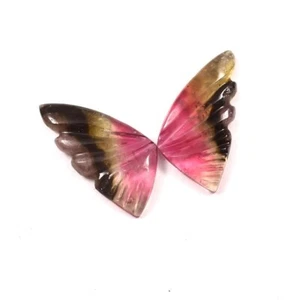 Loose Gemstone Natural Bio Tourmaline Hand Carved Butterfly Wings A1334 - Picture 1 of 3