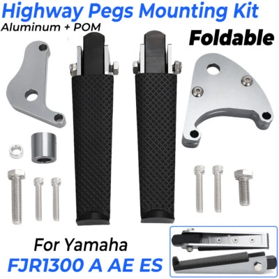 For Yamaha FJR1300 Mounting Plates & Folding Highway Pegs 2003-2005 Bolt-On Foto 1 de 4