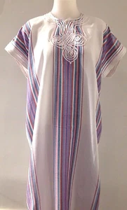 Abito in caftano donna marocchina spiaggia araba estate/matrimonio lino abaya - nuovo - Foto 1 di 3