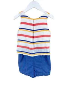 Baby Gap, Girls' Striped/Chambray Romper, Blue/Multi, Size 5 - Picture 1 of 3