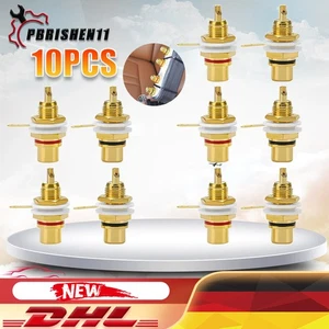 Cinch Buchse Einbau Vergoldet RCA Jack Chassis HIFI Audio Stecker Schwarz & Rot - Bild 1 von 12