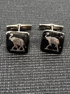 E6 Vintage SIAM Sterlingsilber Elefant Tier Manschettenknöpfe - Bild 1 von 9