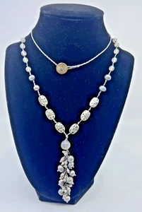 Collar Boho Western Perla Gris Agua Dulce Cuentas - Imagen 1 de 19