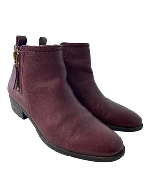 Franco Sarto Skylar Ankle Boot Size 6 Burgundy Leather Block Heel Western Boho - Image 1 of 4