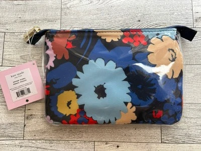 Kate Spade Bolsa Columpio Flora Azul Floral Cremallera Lápiz O Bolso de Cosméticos NUEVO NUEVO CON ETIQUETAS Foto 1 de 3